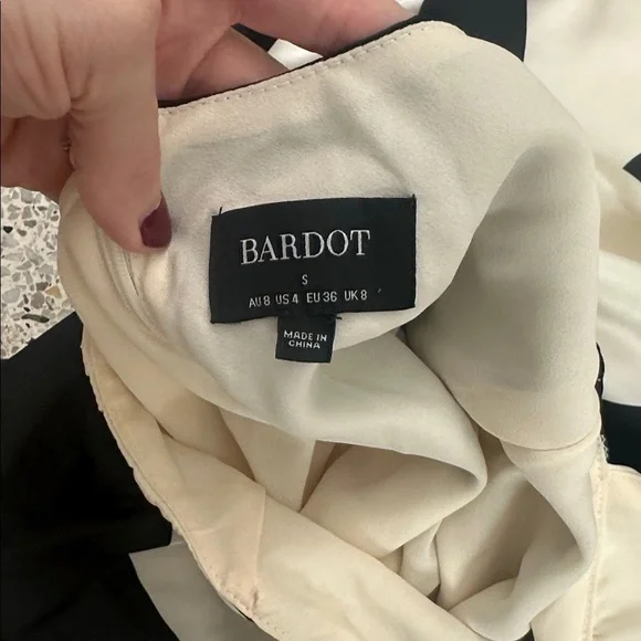 Bardot Citron black ivory halter midi dress back zip satin 4 s small - Picture 7 of 11